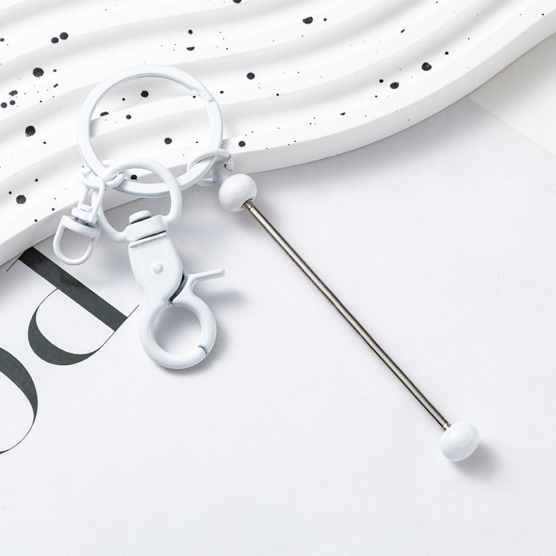 Creative Beadable Bar Keychains Handmade Metal Solid Color Keychain-2PCS