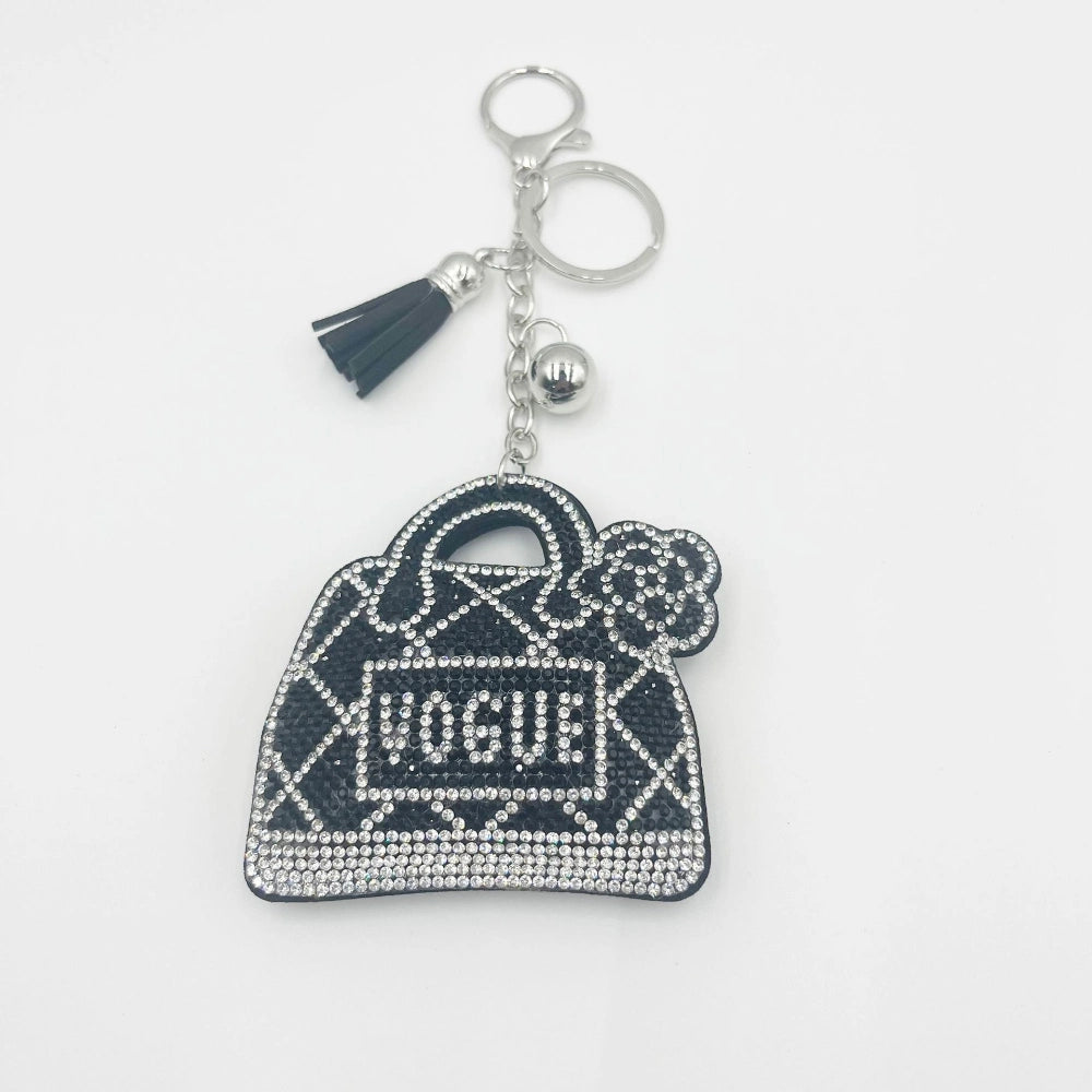 Bag Leopard Rhinestone Keychain for DIY