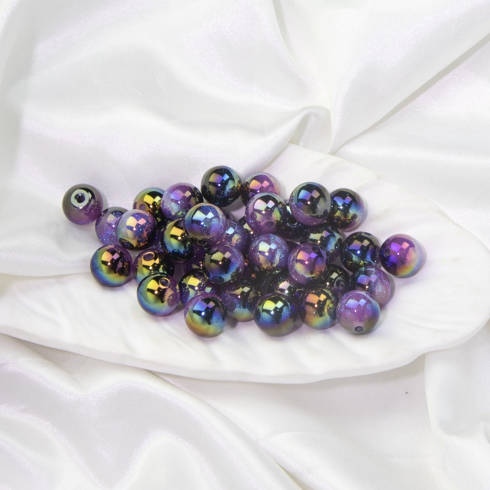 Starry Sky Two-color Gilded Round Beads-50PCS