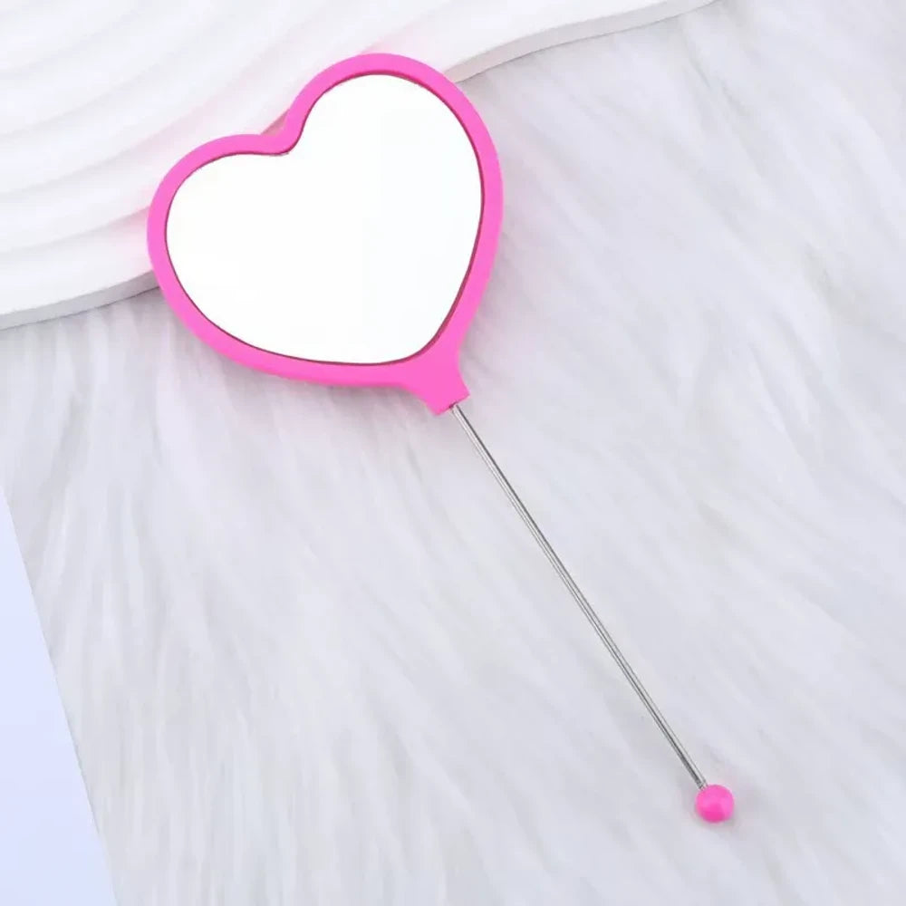 Beadable Heart High Definition Handheld Makeup Mirror
