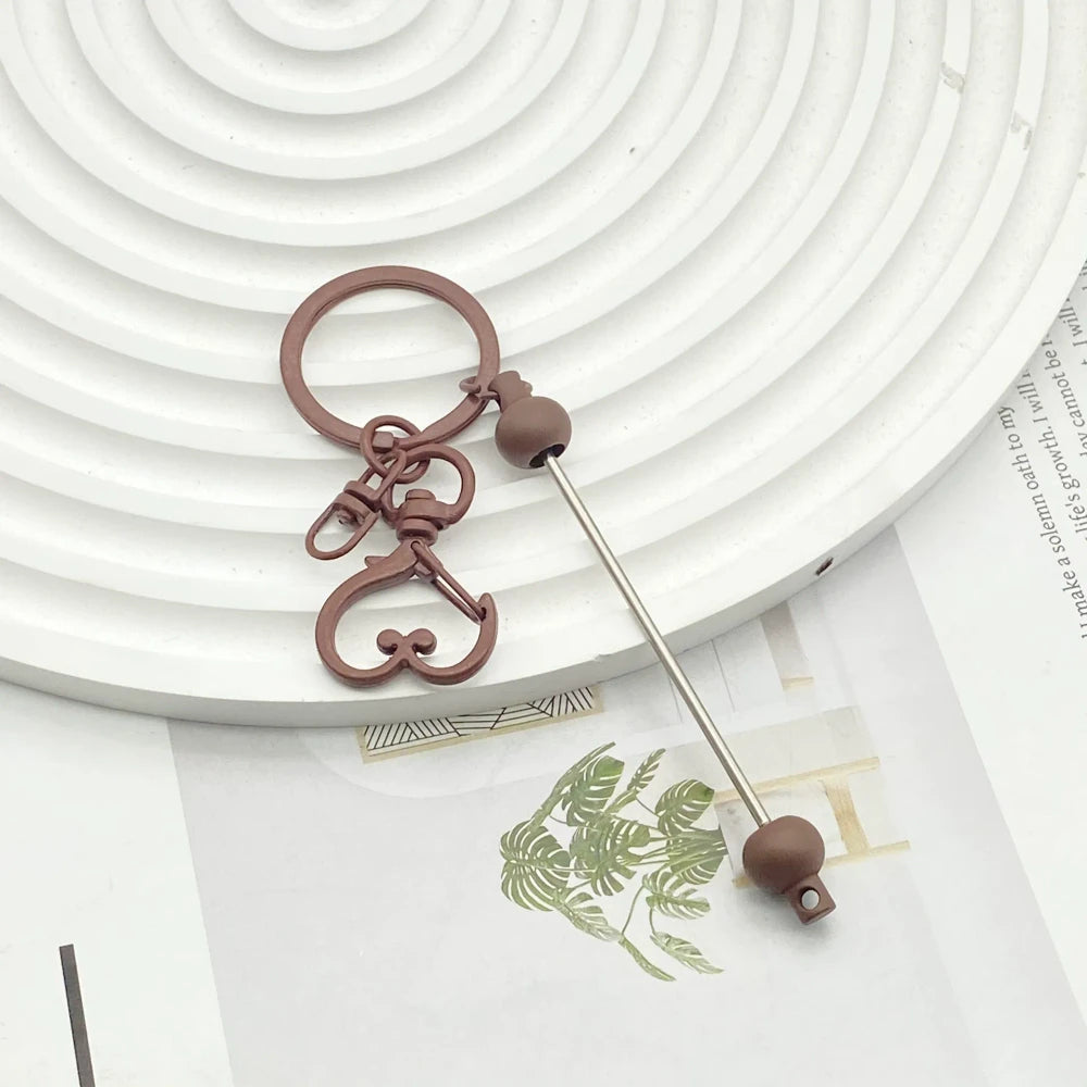 Beadable Heart Metal Keychain for DIY