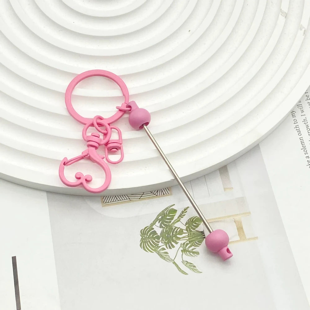 Beadable Heart Metal Keychain for DIY