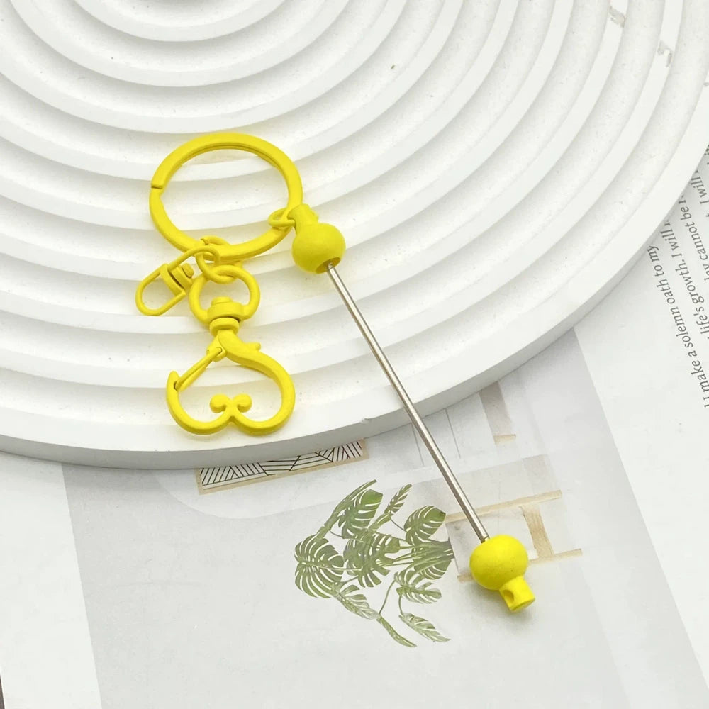 Beadable Heart Metal Keychain for DIY