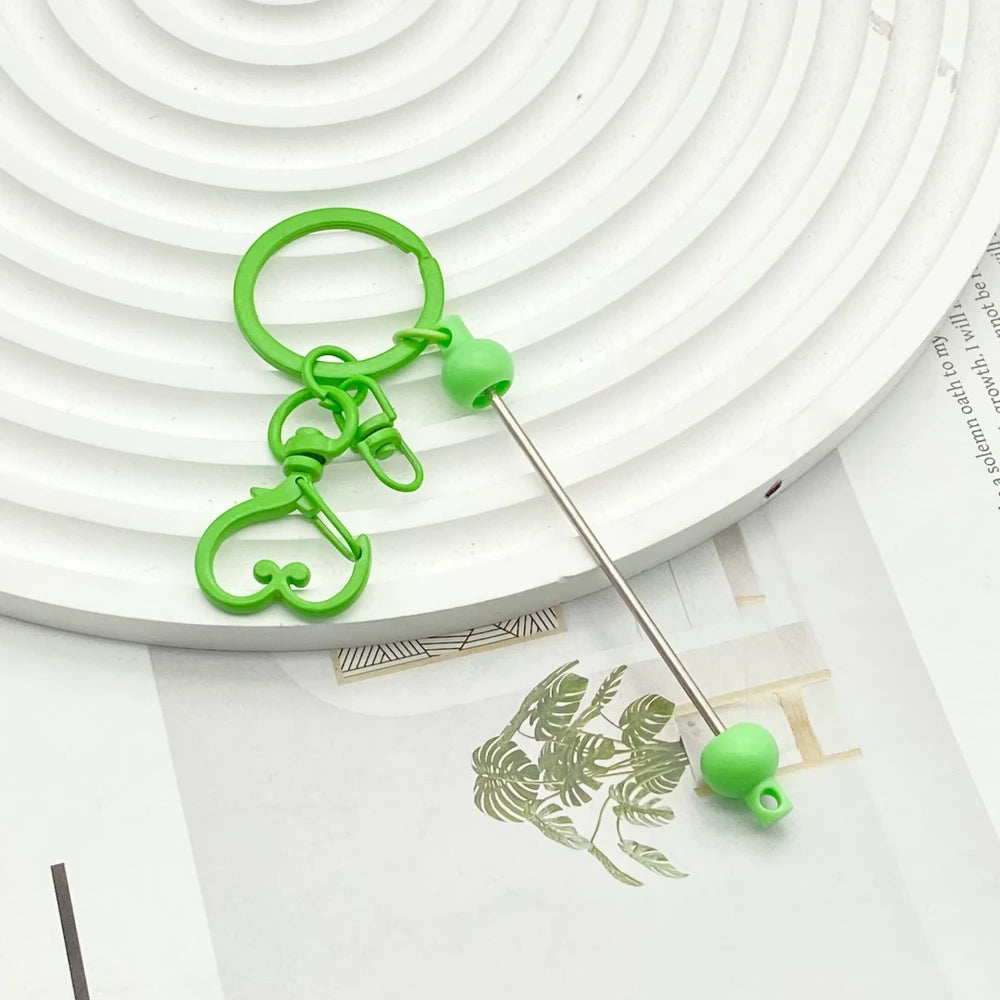 Beadable Heart Metal Keychain for DIY