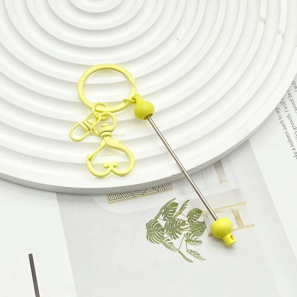 Beadable Heart Metal Keychain for DIY