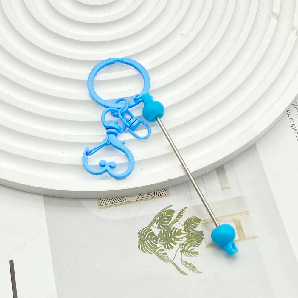 Beadable Heart Metal Keychain for DIY