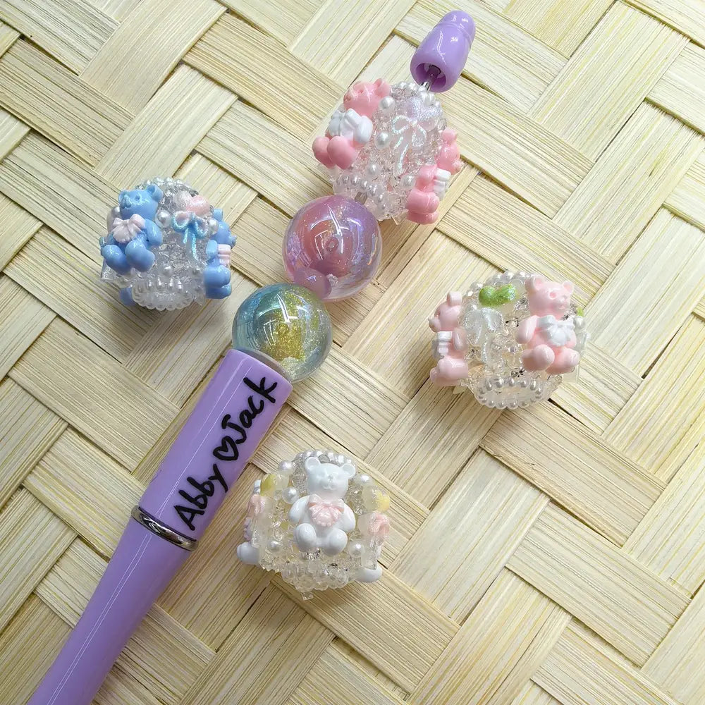 Bear Bowtie Pearls Acrylic DIY Fancy Beads
