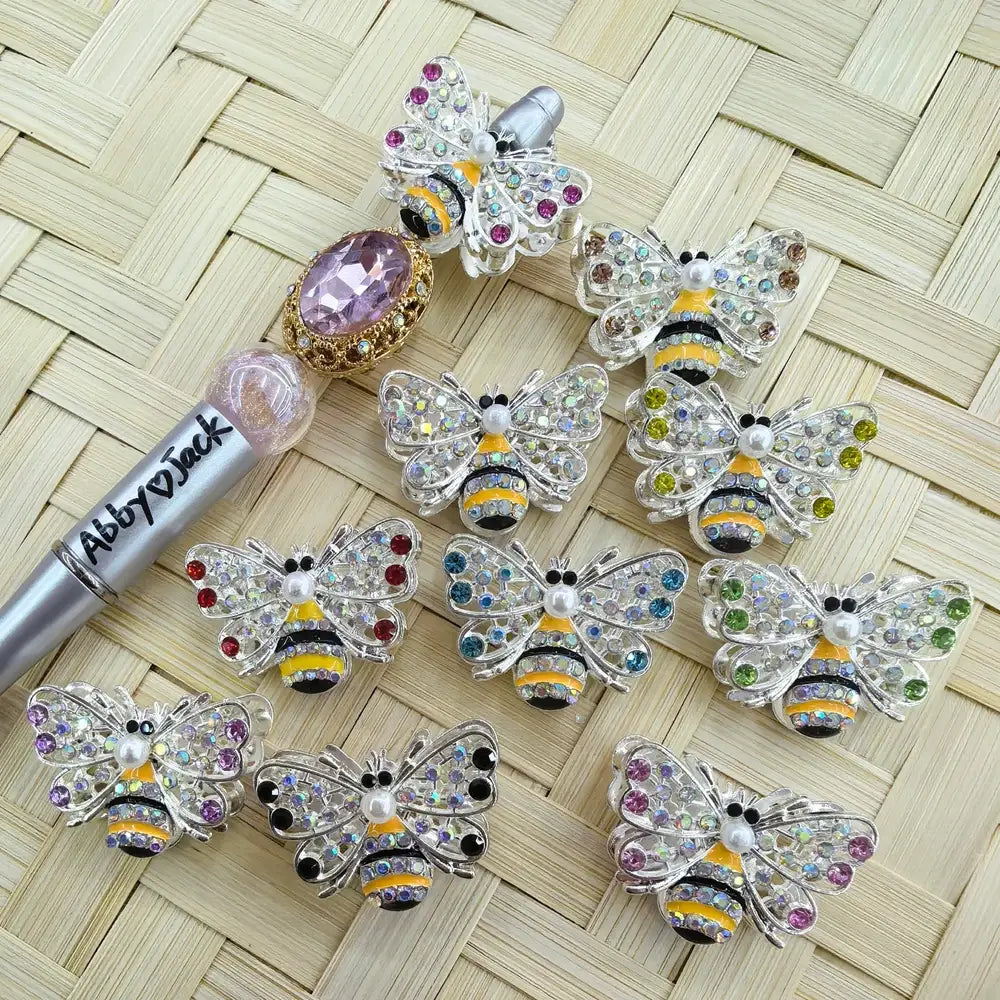Bee with Rhinestones Metal Beads