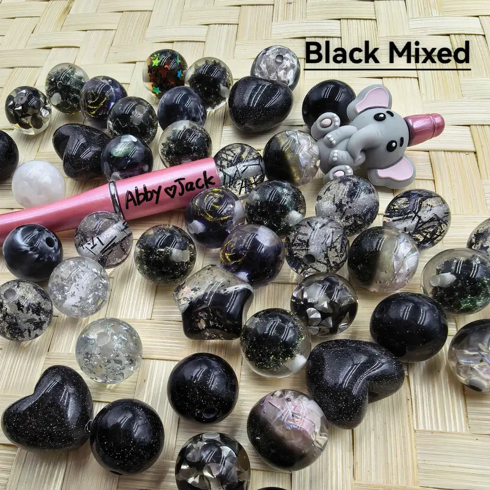 Black Random Mixed Acrylic Beads