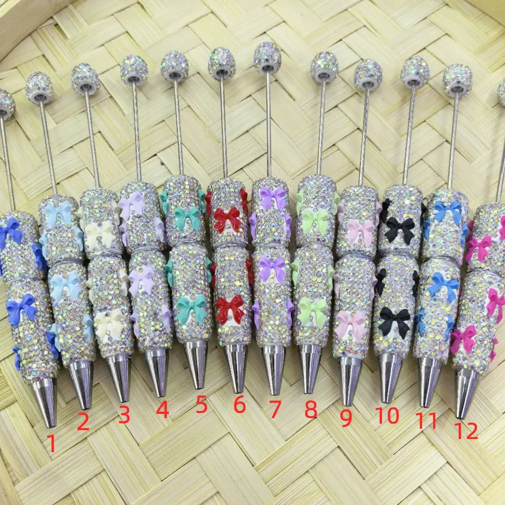 Bowtie and AB Colors Beadable Rhinestone Pens