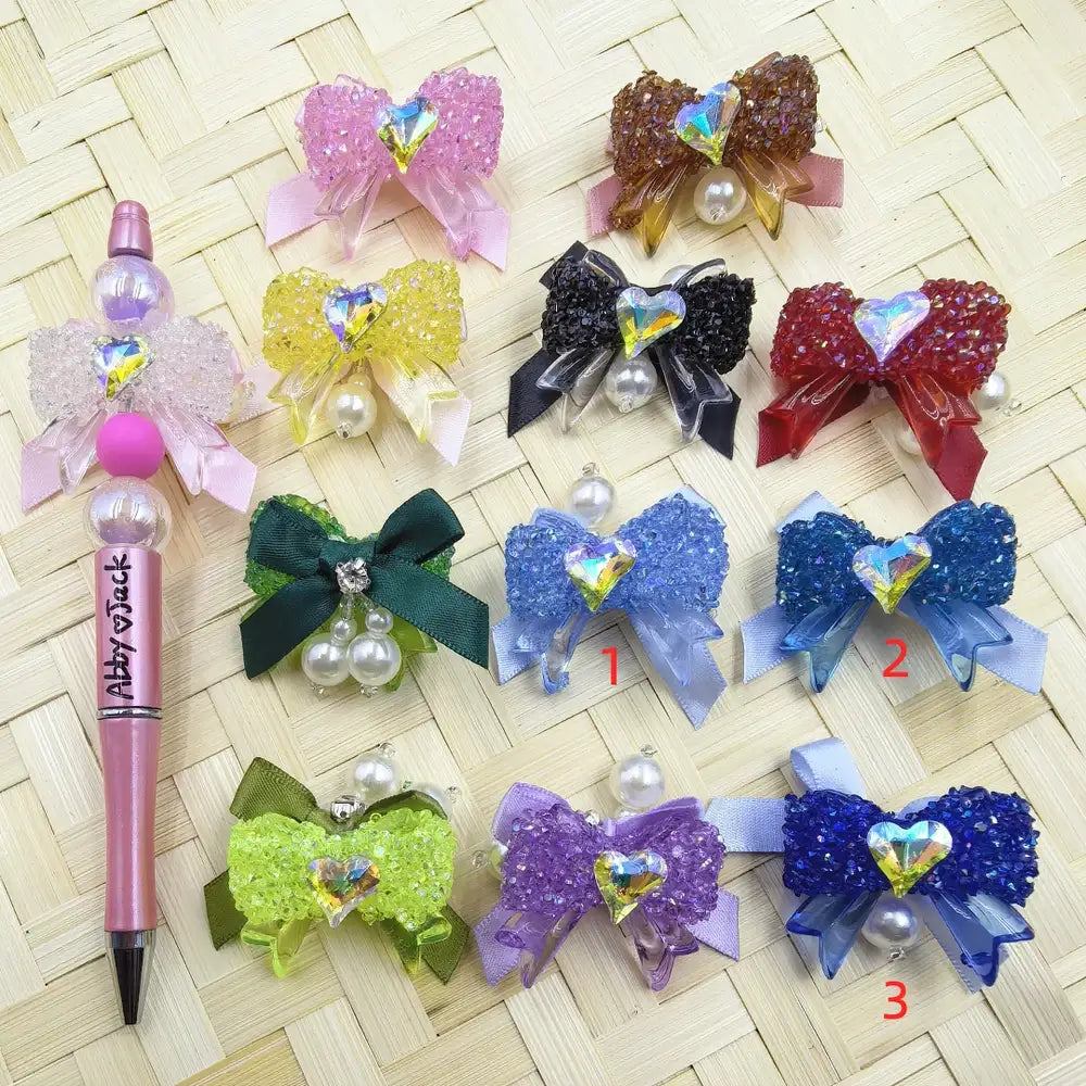 Bowtie with Heart Pearls Pendant Acrylic DIY Fancy Beads