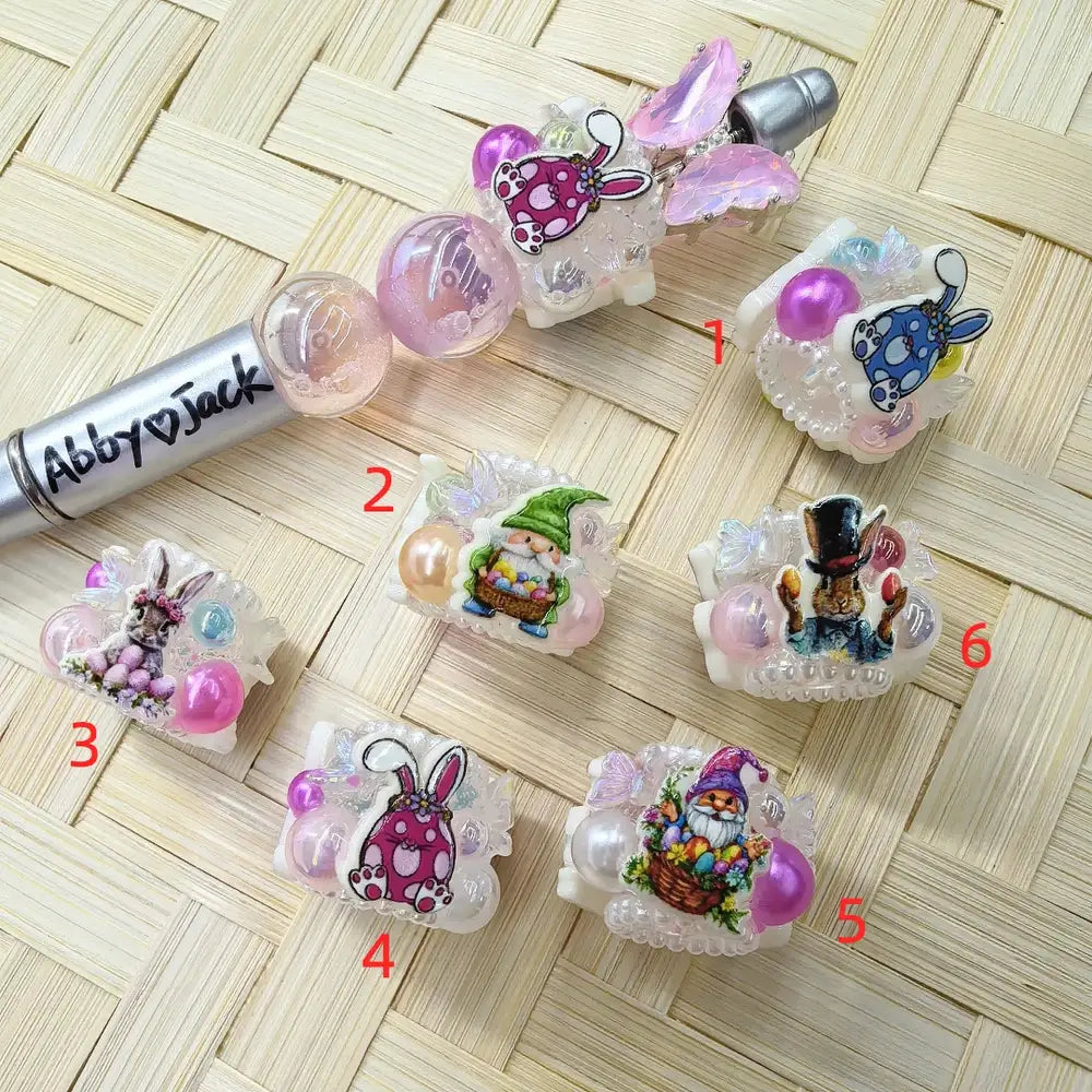 Bunny and Gnome with Butterfly Pearls Acrylic DIY Fancy Beads