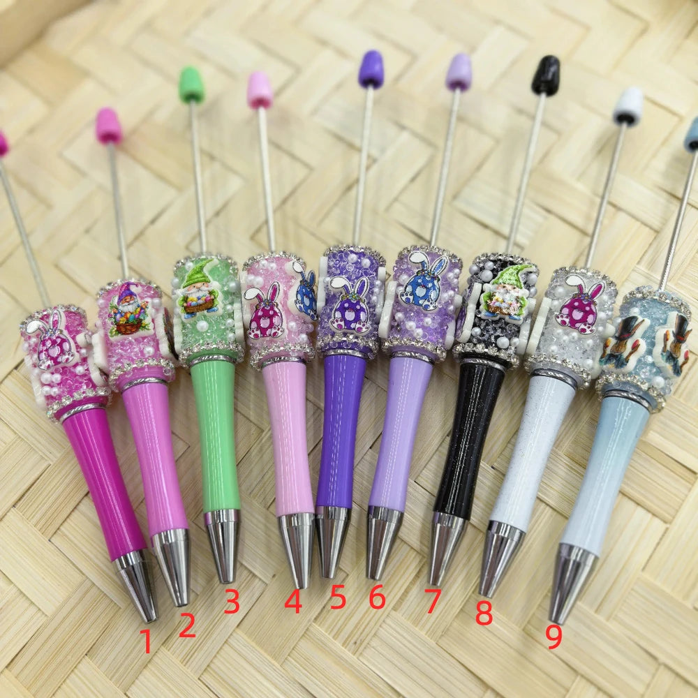 Bunny and Santa with Pearls Rhinestone Chain Beadable Sugar Pens