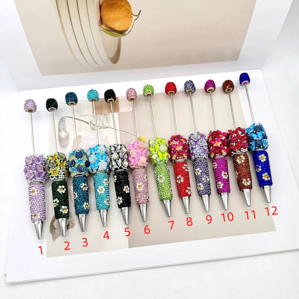 Butterfly Flowers Pearls Beadable Rhinestone Pens