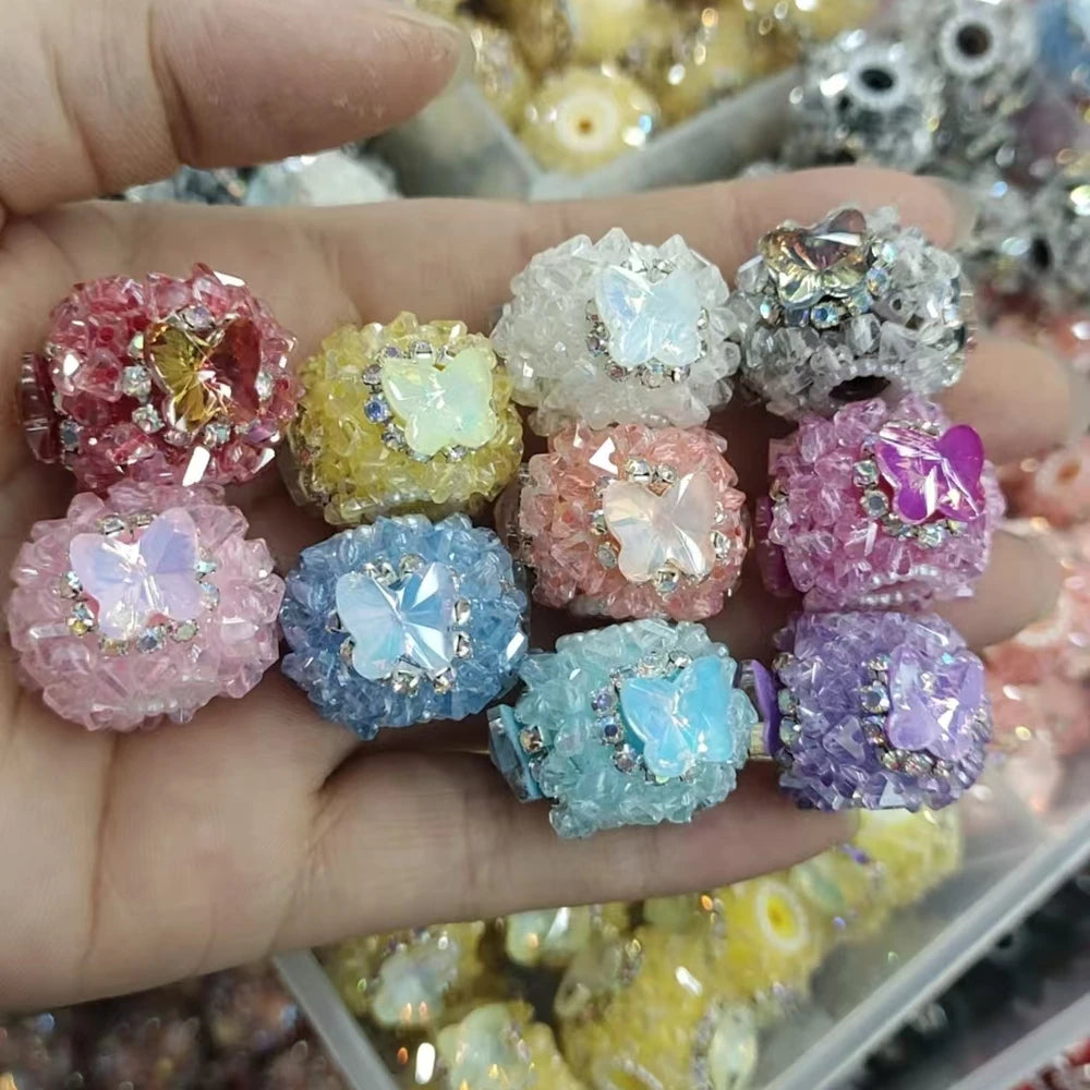 Butterfly Rhinestone and Rhinestone Chain Sugar Acrylic DIY Fancy Beads-Random Mixed