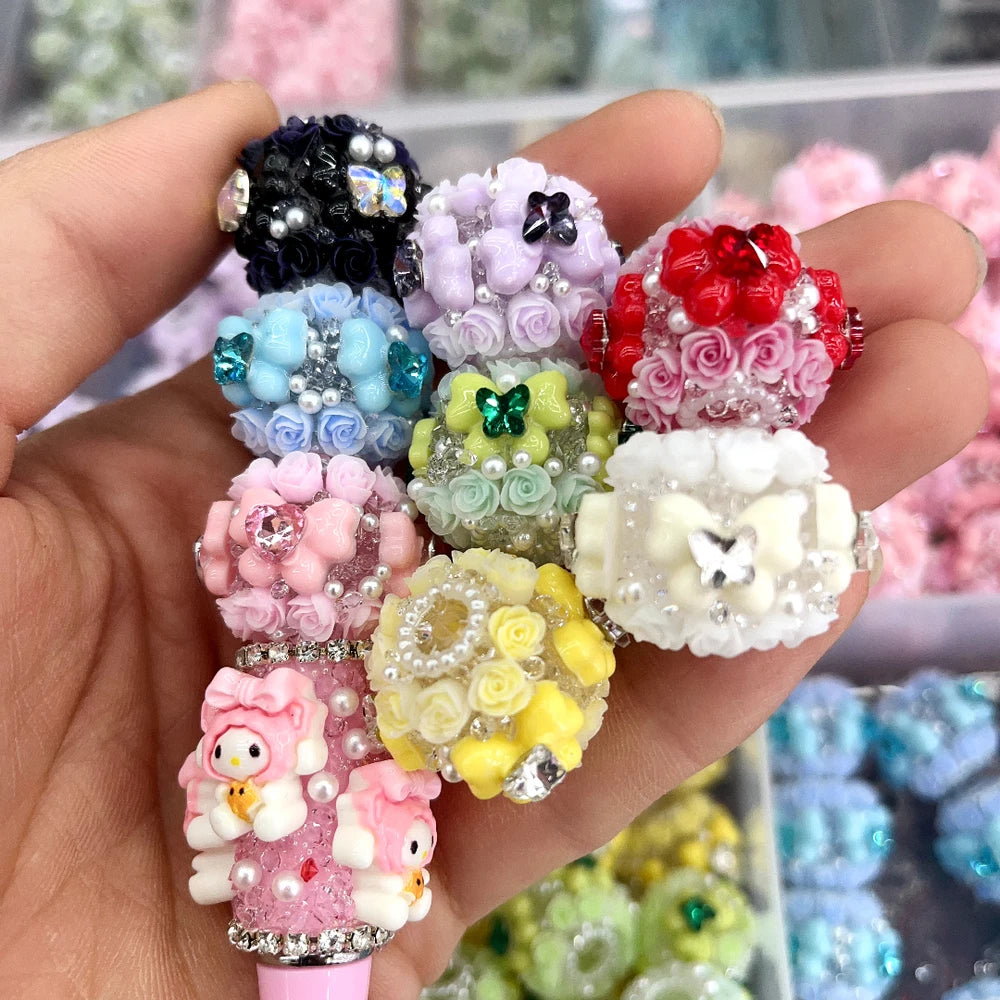 Butterfly Roses Pearls and Rhinestone Acrylic DIY Fancy Beads-Random Mixed