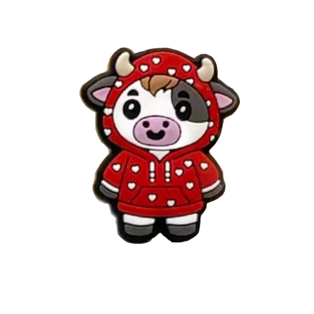 Cartoon Animal Cow Image Silicone Beads-10PCS