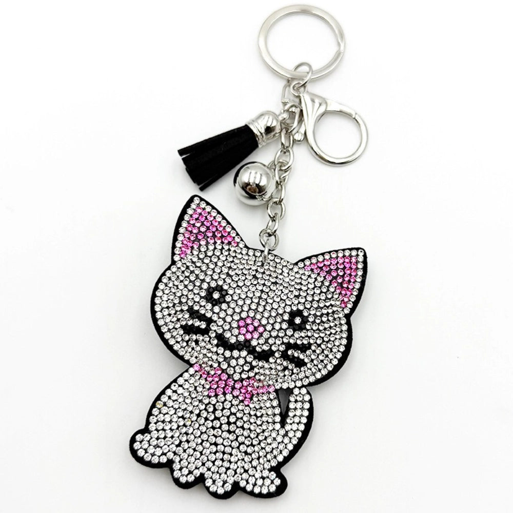 Cat Rhinestone Keychain for DIY