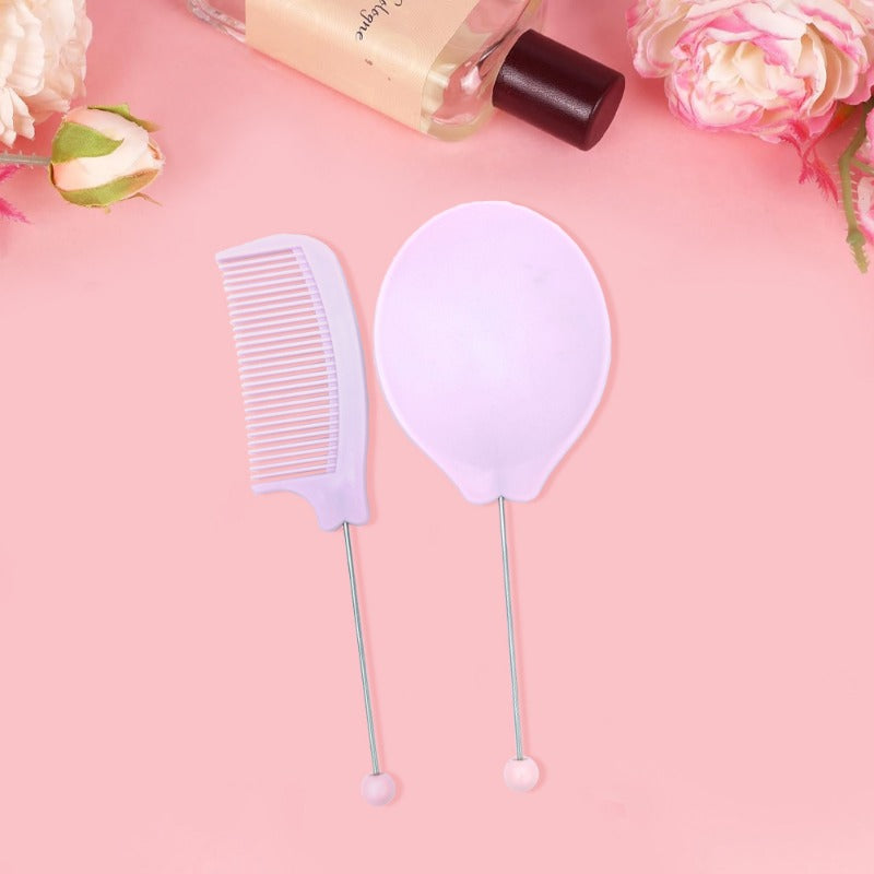 Creative Cartoon Cute Solid Color Portable Color Comb Mirror Set-1 SET