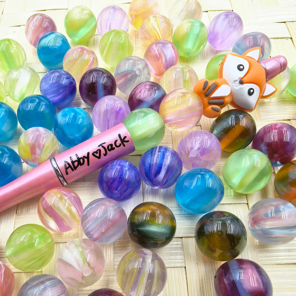 Clear Ombre Glitter Acrylic Beads