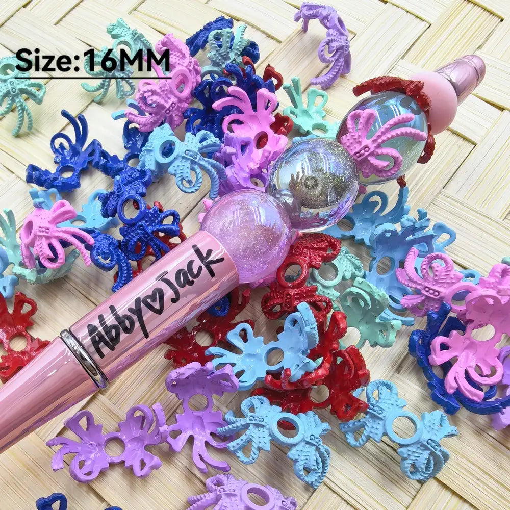 Colorful Bowtie Bead Caps Cages, 16MM