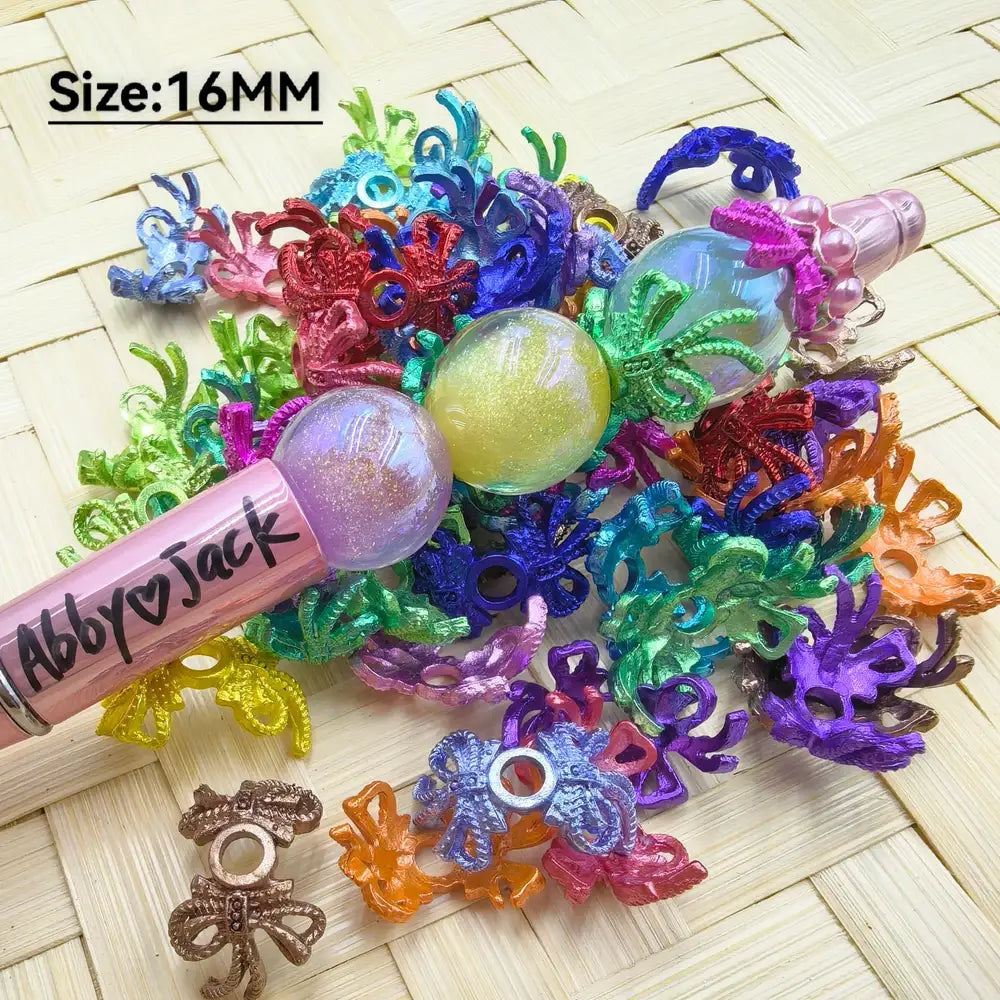Colorful Bowtie Bead Caps Cages, 16MM