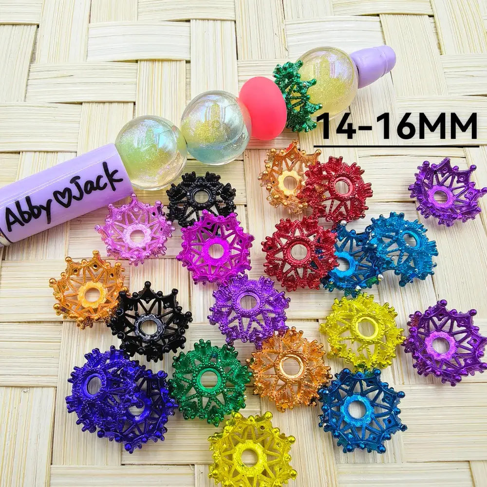 Colorful Metal Crown Bead Caps Cages in Solid Colors, 14-16MM -Random Mix