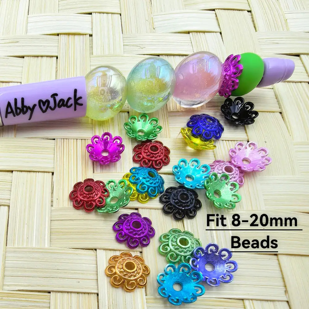 Colorful Metal Flower Bead Caps Cages in Solid Colors, 8-20MM -Random Mix
