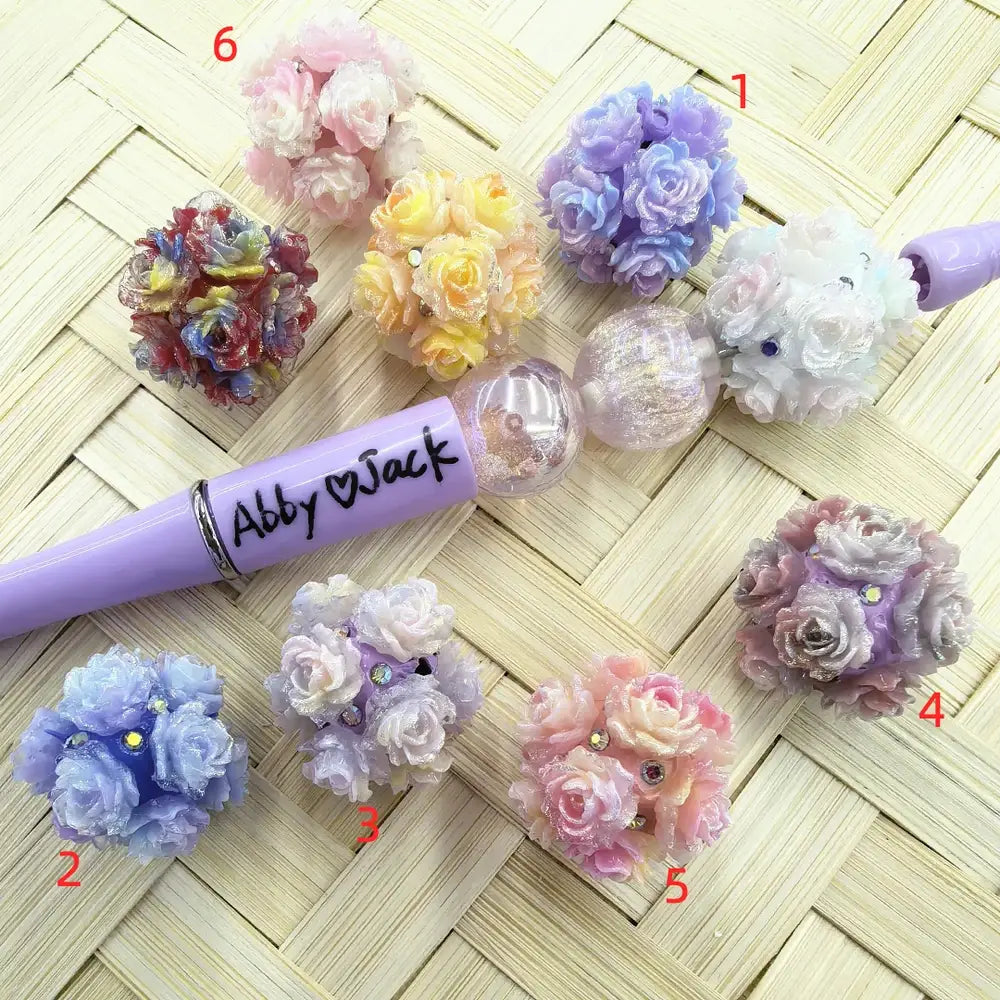 Colorful Roses and Mini Rhinestones Clay DIY Fancy Beads