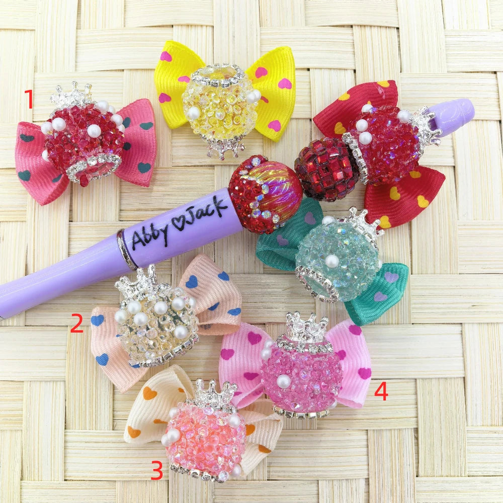 Crown Pearls Rhinestone Chain Fabric Bowtie with Heart Sugar Acrylic DIY Fancy Beads