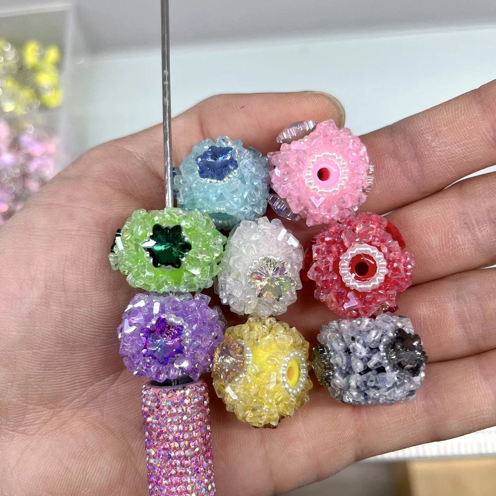 Crystal Snowflakes Pearls Loop Acrylic DIY Fancy Beads-Random Mixed