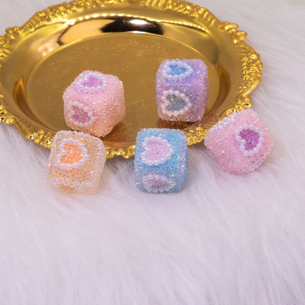 Sugar Cube Love Acrylic Multi-faceted Love Beads-5PCS