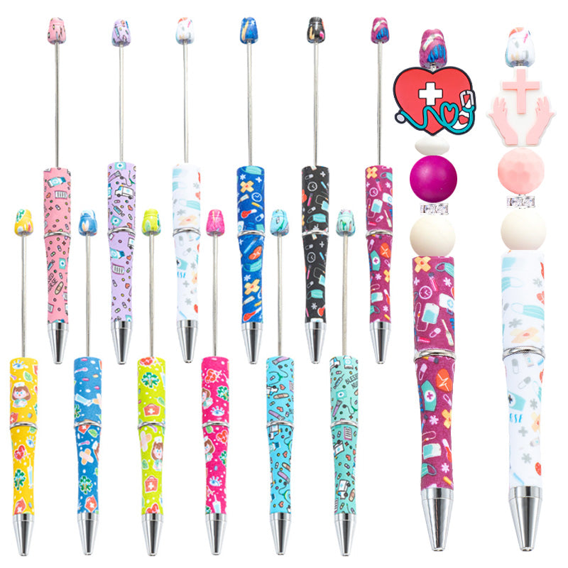 Creative Beadable Pen Nurses Printed DIY Plastic Pen-5PCS