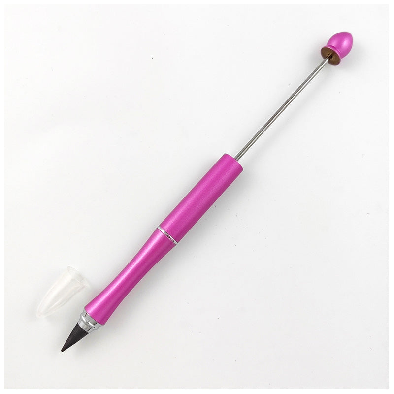 Beadable Pencil All-Metal for DIY Crafting Beaded Pens in Solid Color with Eraser-2PCS