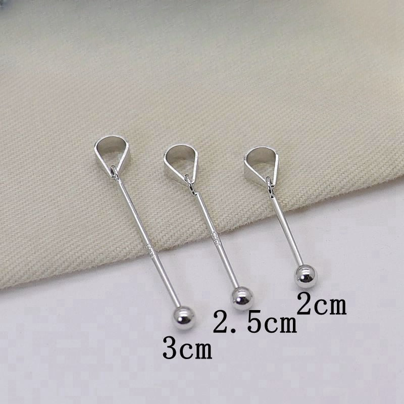 Creative S925 Silver Screw Round Bead Necklace Pendant Clasp DIY Accessories-1PCS