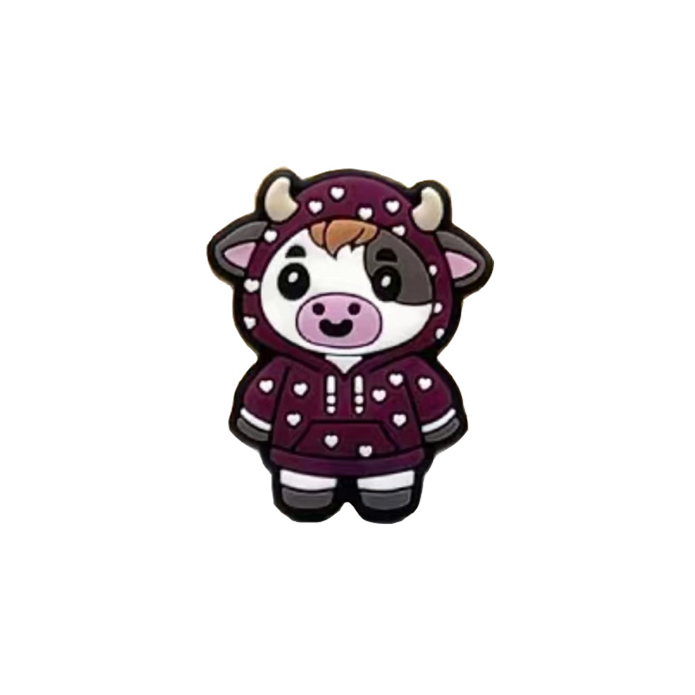 Cartoon Animal Cow Image Silicone Beads-10PCS