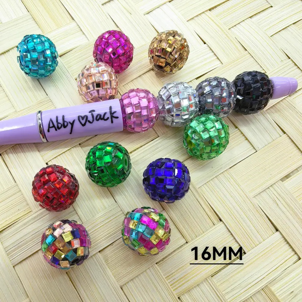 16MM Disco Ball Shape Mirror Rhinestone Acrylic DIY Fancy Beads