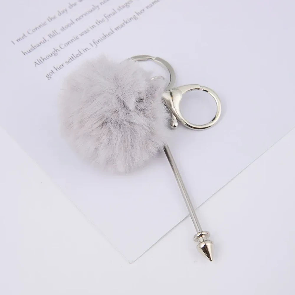 DIY Pom-Pom Rivet Beaded Keychain