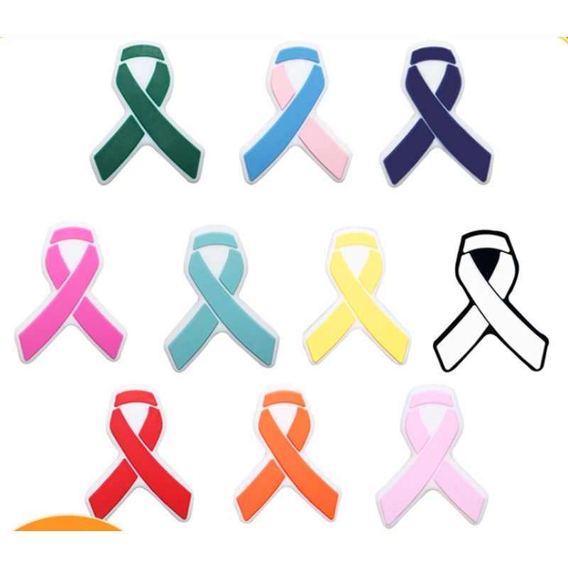 Cartoon Ribbon Publicity Prevention Awareness Warning Badge Silicone Beads-10PCS