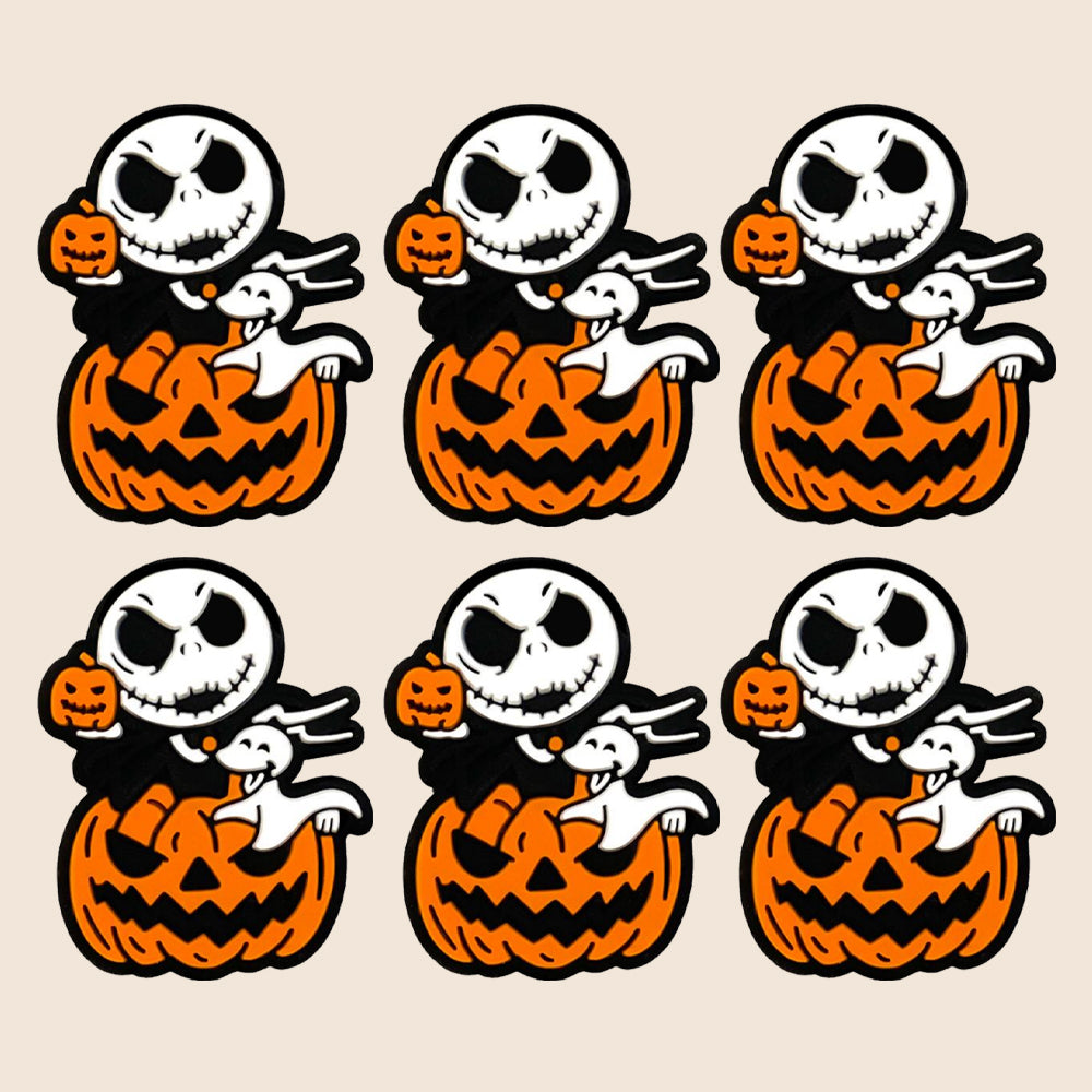 Cartoon Halloween Evil Pumpkin Pattern Silicone Beads-10PCS