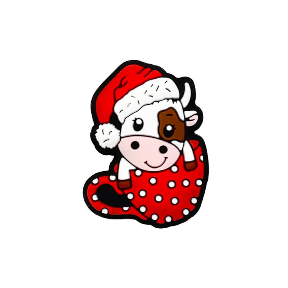 Cartoon Mug Christmas Cow Silicone Beads-10PCS