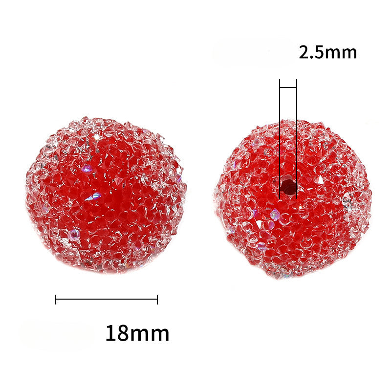 DIY Sparkling Rhinestone Soft Sugar Beads, 20mm -5PCS