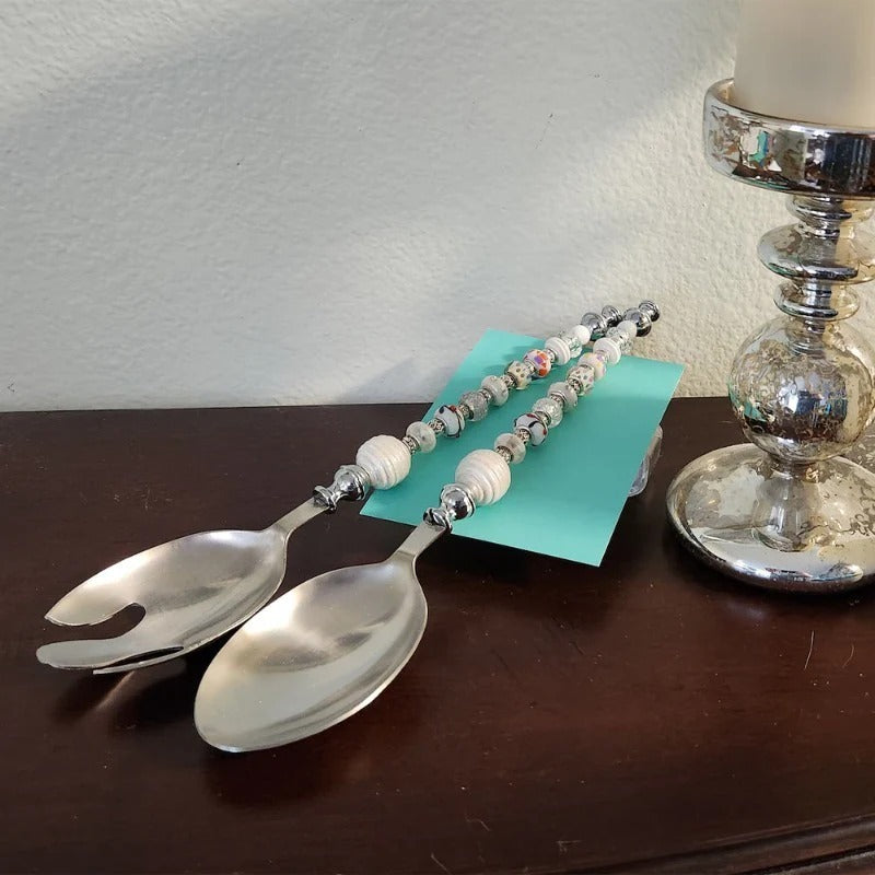 Creative DIY Beadable Stainless Steel Simple Daily Salad Dining Spoon-5PCS