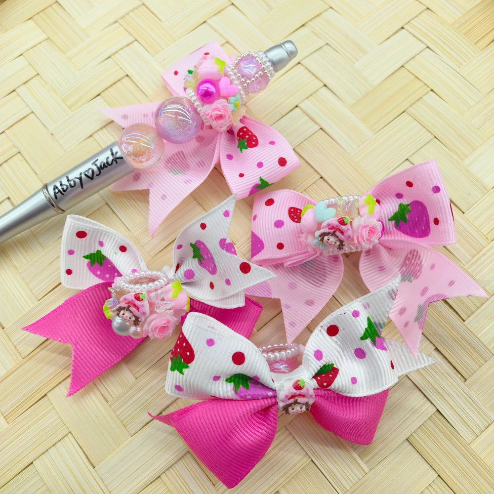 Fabric Bowtie Butterfly Pearl Strawberry Girl Acrylic DIY Fancy Beads