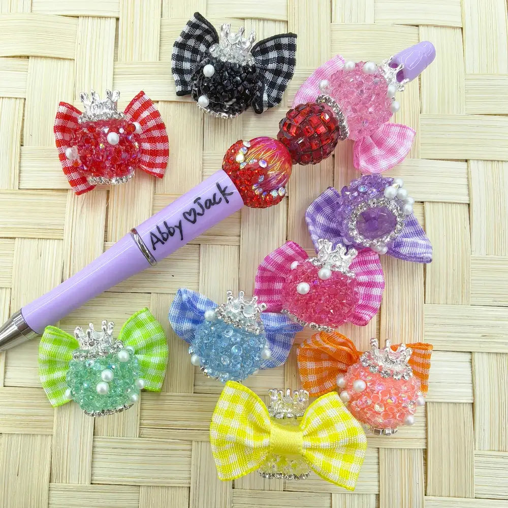 Fabric Bowtie Crown Pearls Rhinestone Chain Sugar Acrylic DIY Fancy Beads