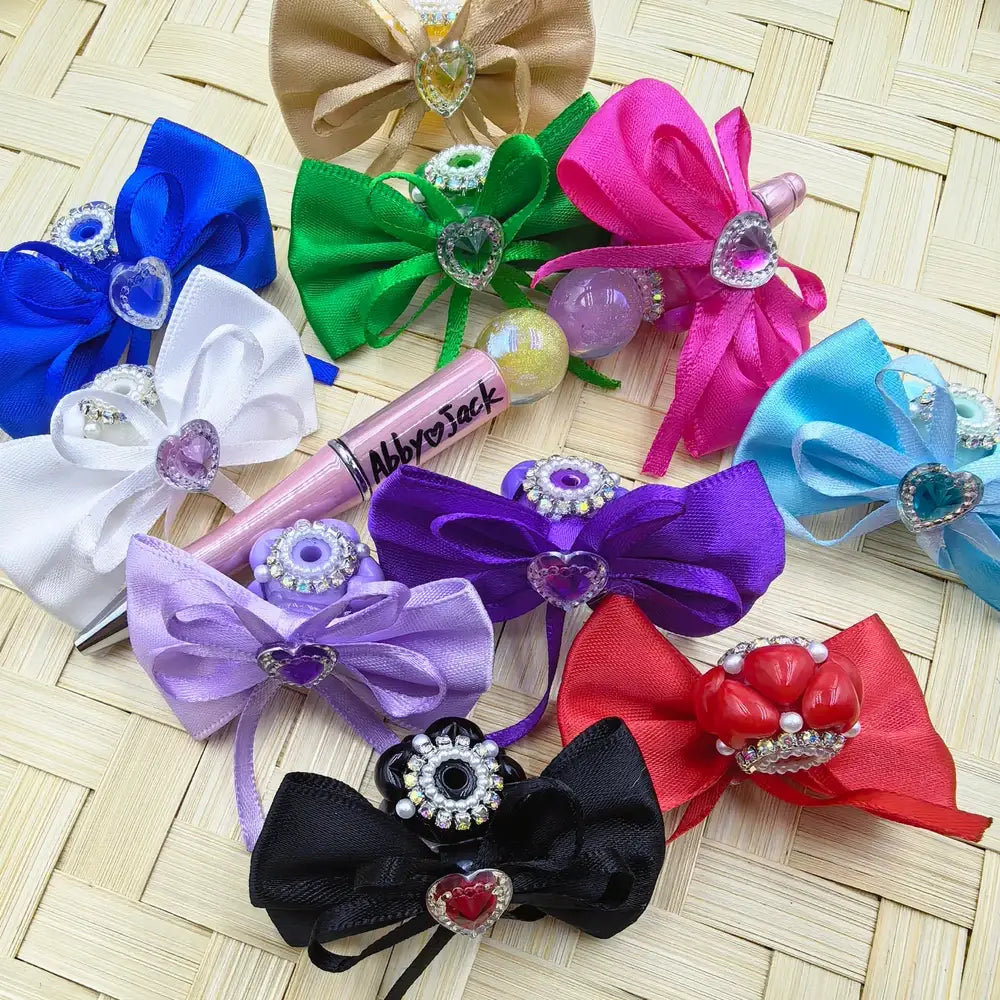 Fabric Bowtie Heart Pearls Rhinestone Chain Acrylic DIY Fancy Beads