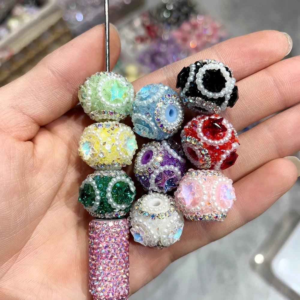 Five-pointed star Pearls Loop Rhinestone Chain Acrylic DIY Fancy Beads-Random Mixed