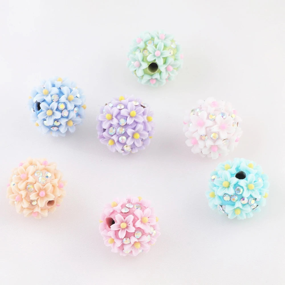 Flower and Mini Rhinestone DIY Fancy Beads-Random Mixed