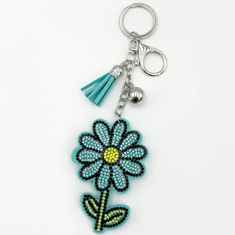 Flower Rhinestone Keychain for DIY