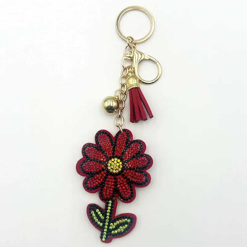 Flower Rhinestone Keychain for DIY